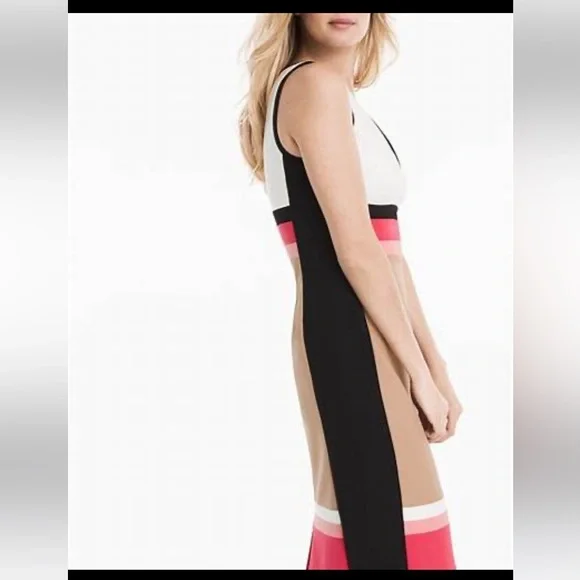 White House Black Market V-neck Color-block  sheath dress - Picture 3 of 4